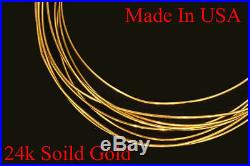 1 Foot 24k PURE. 999 solid yellow round gold wire gauge 30 -18 gauges Brand new
