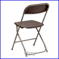 10 Brown Plastic Folding Chair Outdoor Party 300 lb Capacity 18 Gauge Steel Tube