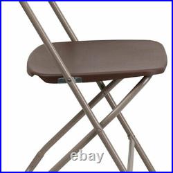 10 Brown Plastic Folding Chair Outdoor Party 300 lb Capacity 18 Gauge Steel Tube