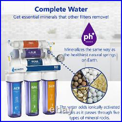 10-Stage RO Reverse Osmosis Alkaline pH+ Water Filter System Clear Gauge 50 GPD