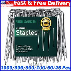 1000-25 Galvanized Landscape Staples 11 Gauge Garden Stakes Fabric SOD Yard Pins