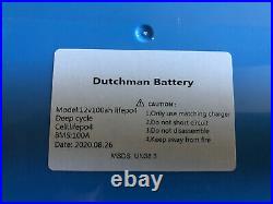 100ah lifepo4 12v battery 100amp BMS Dutchman Brand Lithium Ion LED Fuel Gauge