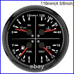 110mm 2 Gauge Set GPS Speedometer Tachometer 0-200km/h 4 in 1 Gauge with Senders