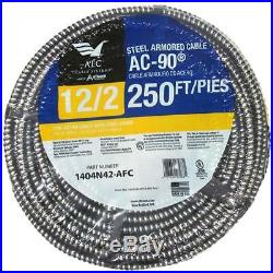 12/2 12-Gauge Armored Indoor House Electric Wiring Cable 250 Ft BX/AC-90 Wire