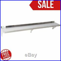 12 X 84 Stainless Steel Wall Shelf 340 lb. Capacity 18 Gauge NSF Silver