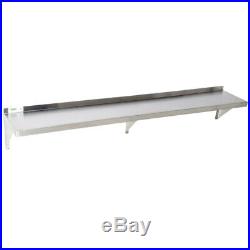 12 X 84 Stainless Steel Wall Shelf 340 lb. Capacity 18 Gauge NSF Silver