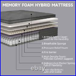 1214 Mattress in A Box Hybrid InnerSpring Twin Full Queen King Size Cool Black