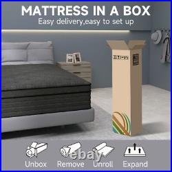 1214 Mattress in A Box Hybrid InnerSpring Twin Full Queen King Size Cool Black