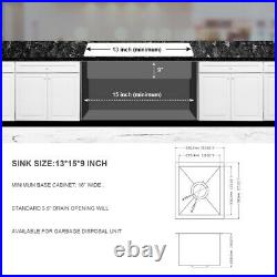 13X15 inch Undermount Bar Prep Kitchen Sink Single Bowl 18 Gauge Stainless Steel