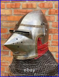 14 Gauge Steel Medieval Hundshughel Helmet Medieval Klappvisor Helmet Bacinet
