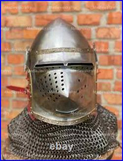 14 Gauge Steel Medieval Hundshughel Helmet Medieval Klappvisor Helmet Bacinet