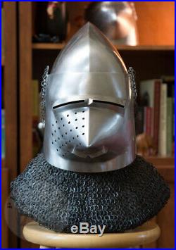 14GA Medieval Bascinet Hounskull Pig Face Helmet Klappvisor Battle Helmet KV17