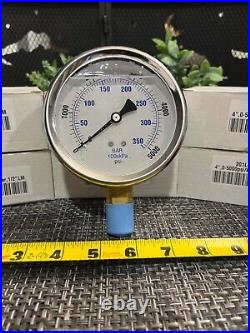 15 QTY! BULK- 4 201L-402R Glycerin Stainless Steel Pressure Gauge 1/2 5000 psi