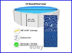 15' Round 25 Gauge Overlap Above Ground Swimming Pool Liner (Choose Pattern)