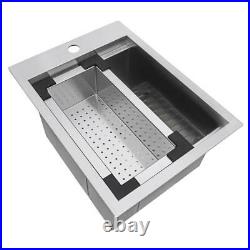 15 x 20 inch Workstation Drop-in Topmount Bar Prep RV Sink 16 Gauge