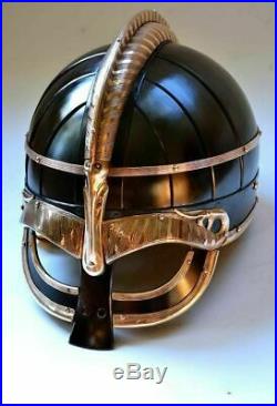 16 Gage Steel & Brass Medieval Vendel Viking Helmet Knight Museum Armor Helmet