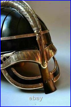 16 Gage Steel & Brass Medieval Vendel Viking Helmet Knight Museum Armor Helmet