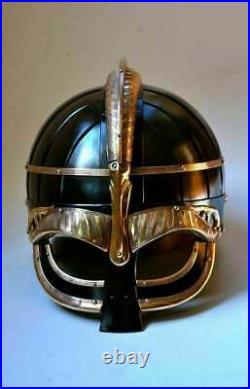 16 Gage Steel & Brass Medieval Vendel Viking Helmet Knight Museum Armor Helmet