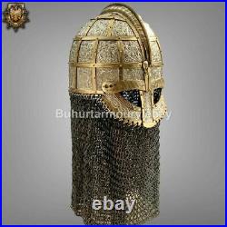 16 Gauge Brass Medieval Knight Viking Vendel Valsgrade Helmet With Avaintail