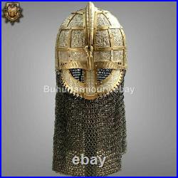 16 Gauge Brass Medieval Knight Viking Vendel Valsgrade Helmet With Avaintail