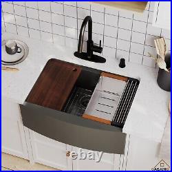 16-Gauge Single Bowl Farmhouse Apron Workstation Stainless Steel Kitchen Sink