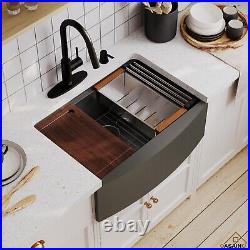 16-Gauge Single Bowl Farmhouse Apron Workstation Stainless Steel Kitchen Sink