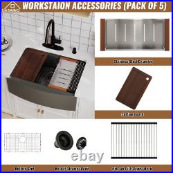 16-Gauge Single Bowl Farmhouse Apron Workstation Stainless Steel Kitchen Sink