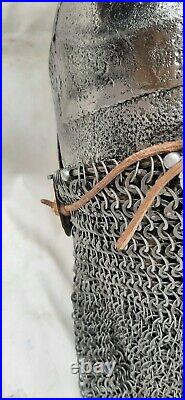 16 Gauge Steel Medieval Knight Mask Ottoman Empire Helmet With Chain mail