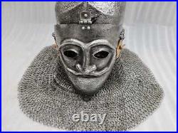 16 Gauge Steel Medieval Knight Mask Ottoman Empire Helmet With Chainmail