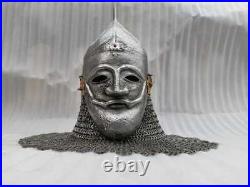 16 Gauge Steel Medieval Knight Mask Ottoman Empire Helmet With Chainmail