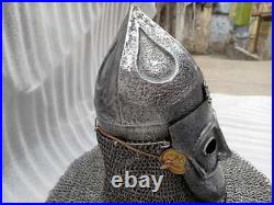 16 Gauge Steel Medieval Knight Mask Ottoman Empire Helmet With Chainmail