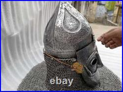 16 Gauge Steel Medieval Knight Mask Ottoman Empire Helmet With Chainmail