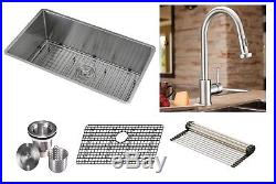 16 Gauge Undermount Stainless Steel Kitchen Sink Faucet Grids Strainer Package