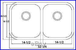 16 Gauge Undermount Stainless Steel Kitchen Sink Grid Strainer Package 32 inch