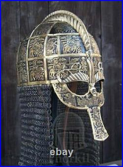 16 gauge Medieval Replica of Vendel 1 helmet Fully covered Brass Bleches