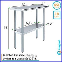 16 in. X 36 in. Stainless Steel Table