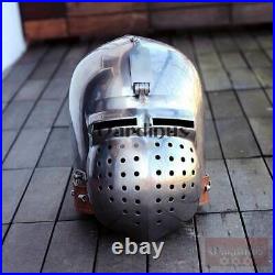16gauge Hardened Tempered Steel Medieval BASINET Helmet WITH KLAPPVISIER