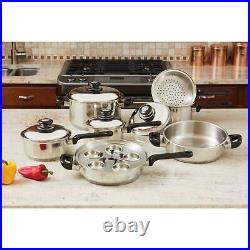 17 PC heavy-gauge T304 stainless steel Kitchen Cooking Chef Style Cookware Set
