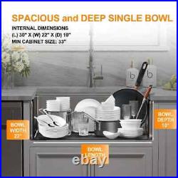 18-Gauge Stainless Steel 30 in. Single Bowl Farmhouse Apron -Front Workstation K