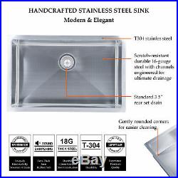 18 Gauge Stainless Steel Kitchen Sink Deep Undermount Single Bowl 28 x 18 x 9