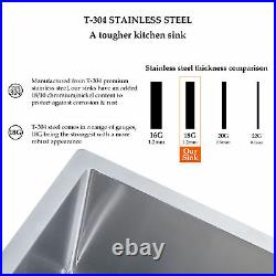 18 Gauge Stainless Steel Kitchen Sink Deep Undermount Single Bowl 28x18x9