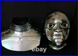 18 Gauge Steel Medieval Armor Knight Helmet Face Mask and Gorget