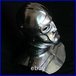 18 Gauge Steel Medieval Armor Knight Helmet Face Mask and Gorget For Halloween