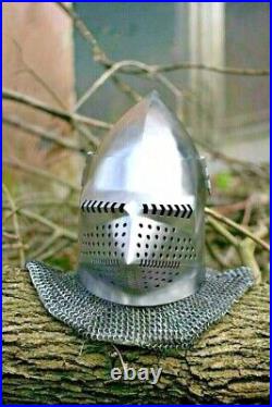 18 Gauge Steel Medieval Bascinet Klappvisor Helmet W Padding RC Custom SCA HNB