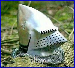 18 Gauge Steel Medieval Bascinet Klappvisor Helmet W Padding RC Custom SCA HNB