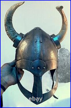18 Gauge Steel Medieval Knight Fantasy Horned Viking helmet