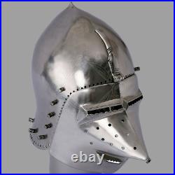 18 Gauge Steel Medieval Tournament Bascinet Helmet W aventail HC207