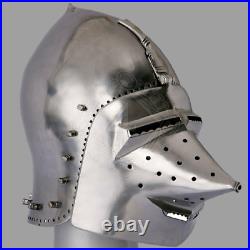 18 Gauge Steel Medieval Tournament Bascinet Helmet W aventail HC207