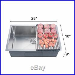 18 Gauge Undermount Stainless Steel Kitchen Sink Single Bowl 9 Deep with Grid