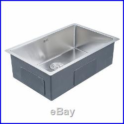 18 Gauge Undermount Stainless Steel Kitchen Sink Single Bowl 9 Deep with Grid